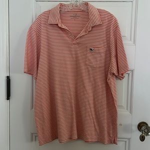 Vineyard Vines Classic Fit Striped Polo Orange Size L